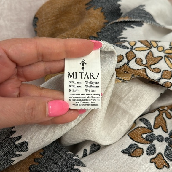 NWT MITARA HIGH WAIST WIDE LEG PRINTED LINEN PANTS SIZE M - Picture 16 of 16